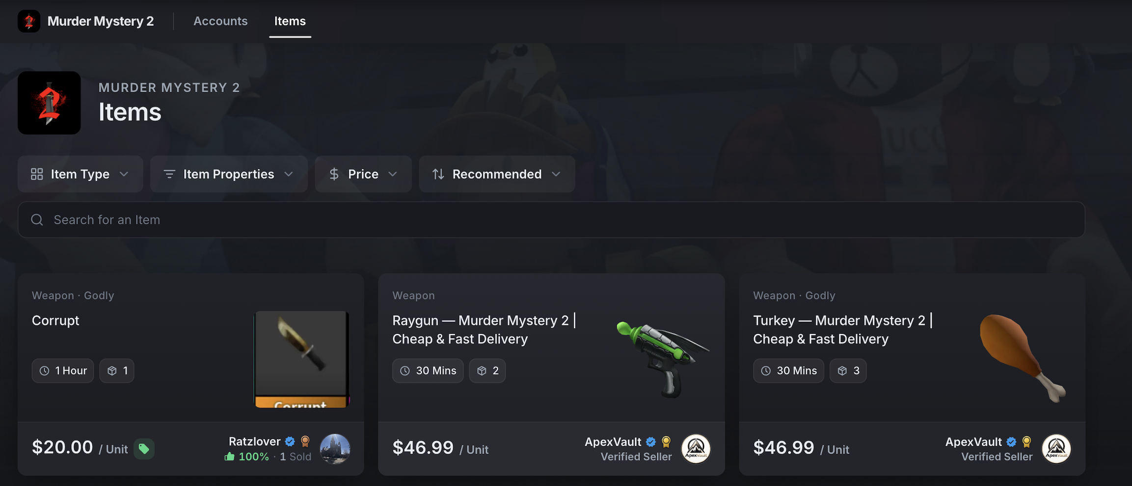 DropMarket - MM2 Buy Items and Accounts