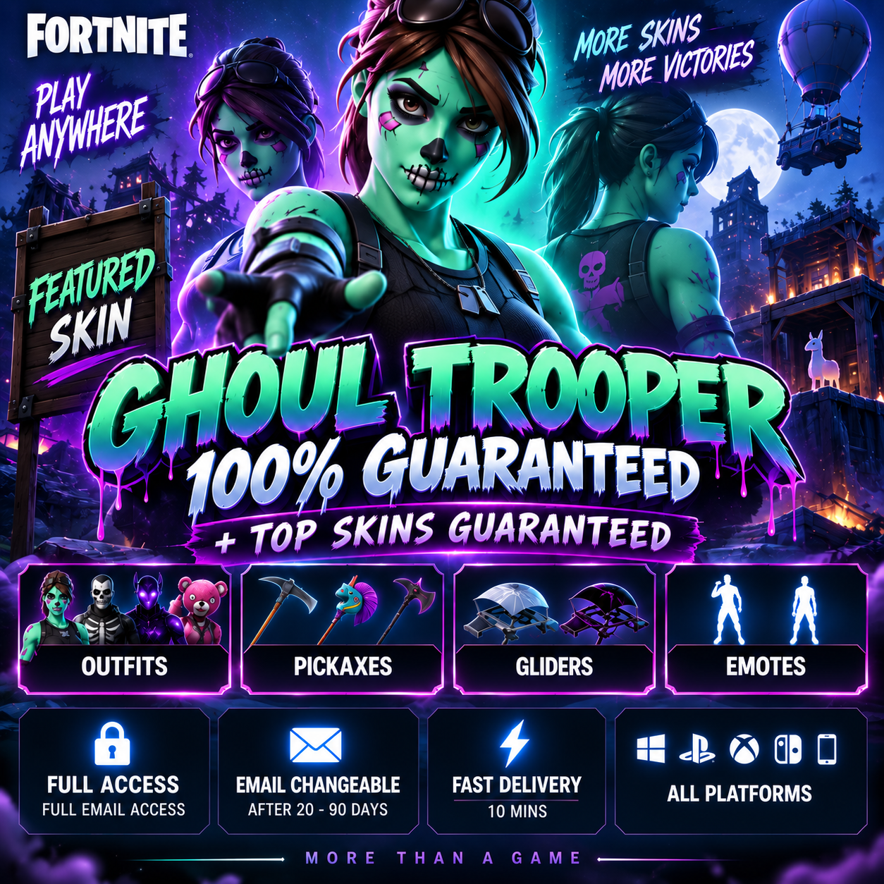 🧟 GHOUL TROOPER 100% GUARANTEED | Top Skins Guaranteed | Fortnite Account | Full Access | ALL PLATF