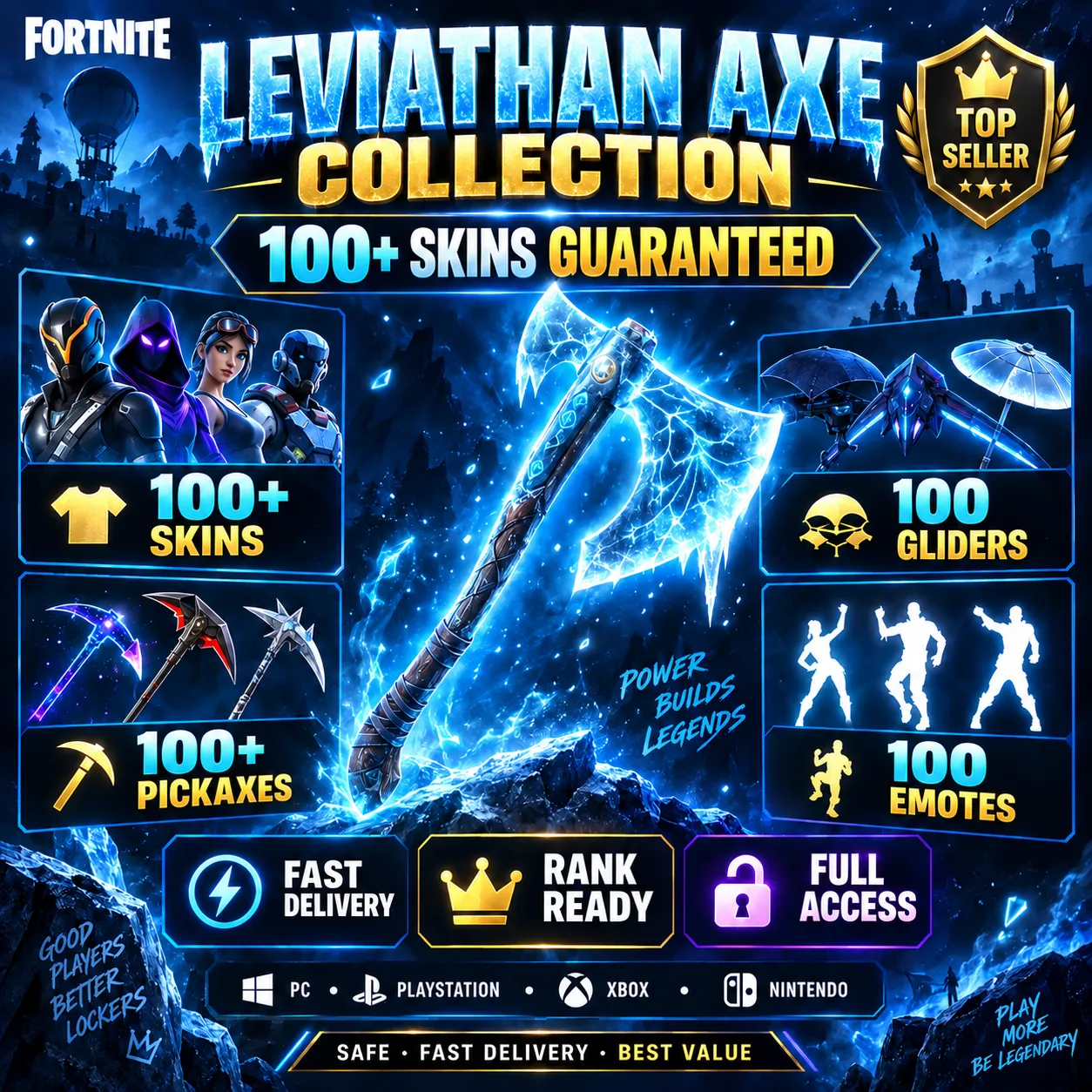 ❄️ LEVIATHAN AXE COLLECTION | 100+ SKINS  | 100+ Pickaxes | Fortnite Account | FA | ALL PLATFORMS