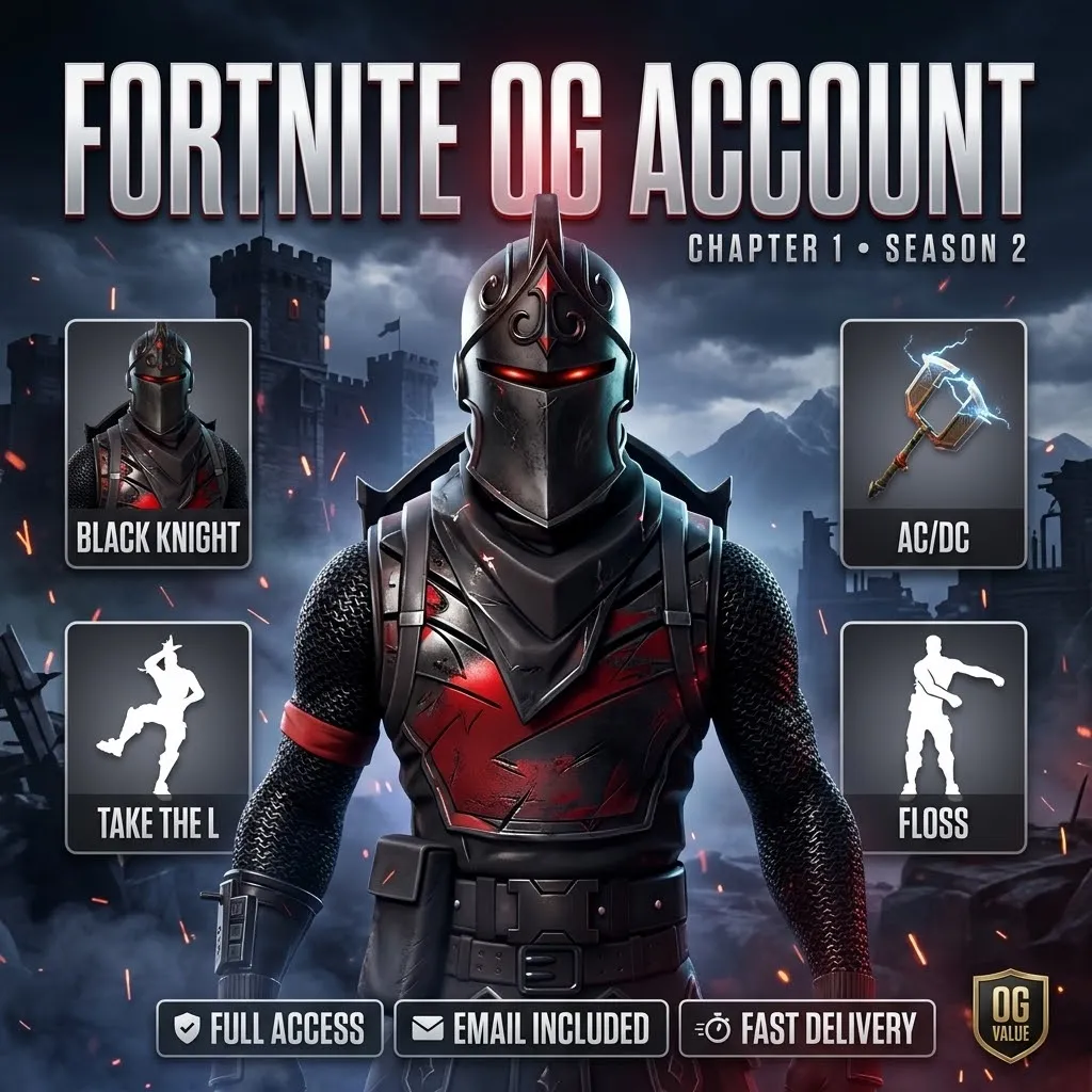 🔥 Fortnite OG Account | Black Knight + AC/DC + Take The L + Floss | FA | Rare Skins | Fast delivery